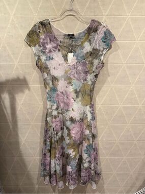 Komarov dress floral fit & flare lace cap sleeve P/L